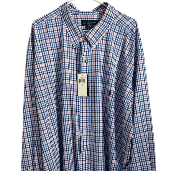 Ralph Lauren Plaid Performance Wicking Long Sleeve Button Shirt, Men's 5XB NEW - Picture 1 of 7